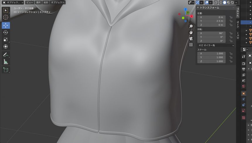 Blenderでの衣服のモデリング