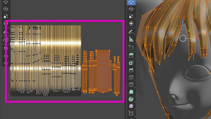 Blenderでの髪のテクスチャの貼り方