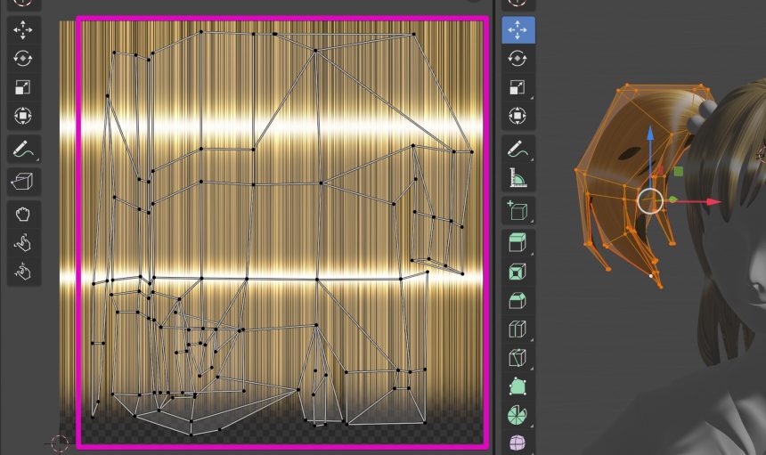 Blenderでの髪のテクスチャの貼り方