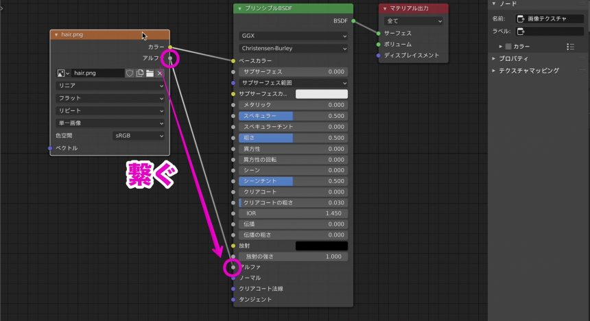 Blenderでの髪の透過