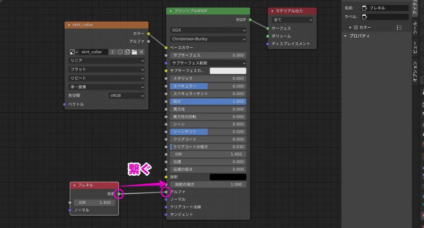 Blenderでのスカートのマテリアル